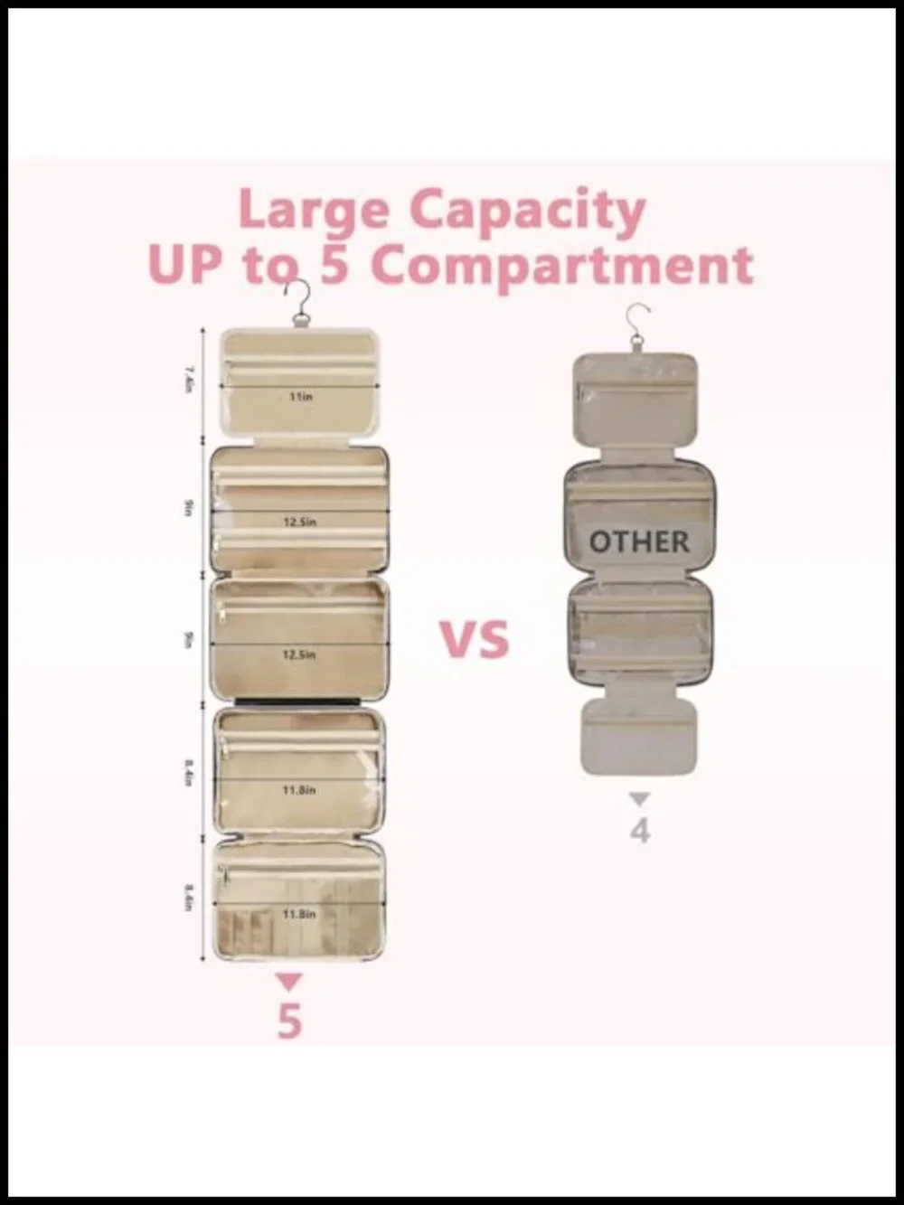 Large Detachable Travel Toiletry Bag Hanging Makeup Cosmetic Organizer